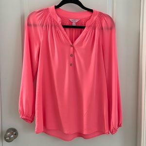 Lilly Pulitzer size XS 100% silk Elsa blouse shirt top neon pink coral orange 💕